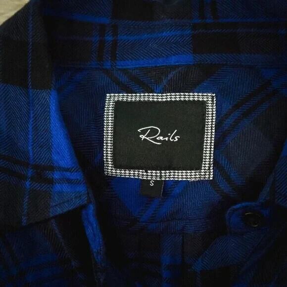 Rails Size Small S Black Blue Plaid Check Print Collared Button Long Sleeve Top - Picture 3 of 6